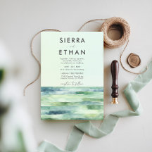 Coastal Beach Tide Pool Green Stripes Hochzeit