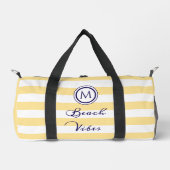 Coastal Beach Vibe Gelbe Streifen Monogramm Duffle Bag (Vorderseite)