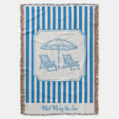 Coastal Beach Vibes Blue Stripes Decke (Vorderseite Vertikal)