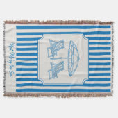 Coastal Beach Vibes Blue Stripes Decke (Vorderseite)