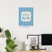 Coastal Beach Vibes Blue Stripes Poster (Heimbüro)