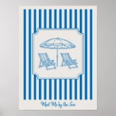 Coastal Beach Vibes Blue Stripes Poster (Vorne)