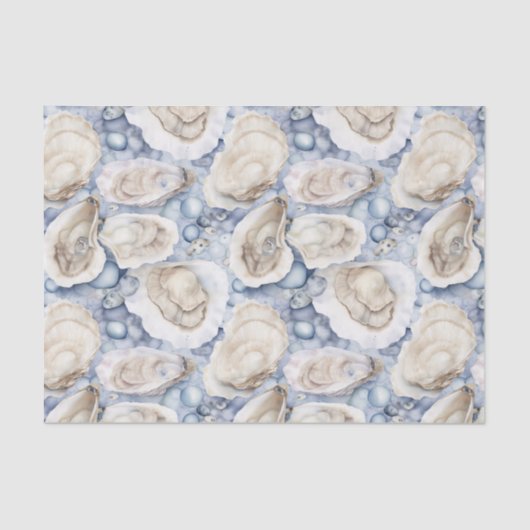 Coastal Beach Watercolor Oyster Shells Seidenpapier (Vorderseite)