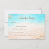 Coastal Beach Wedding RSVP Card Starfish Karte (Vorderseite)