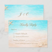 Coastal Beach Wedding RSVP Card Starfish Karte (Vorne/Hinten)