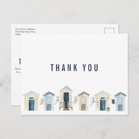 Coastal Beach Wedding Vielen Dank Postkarte (Vorne/Hinten)