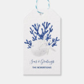 Coastal Beach Weihnachten Navy Blue Glitzer Geschenkanhänger (Vorderseite)