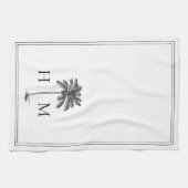 Coastal Black and White Palmetto Palm Monogram Geschirrtuch (Horizontal)