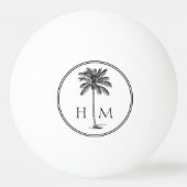 Coastal Black and White Palmetto Palm Monogram Tischtennisball (Vorderseite)