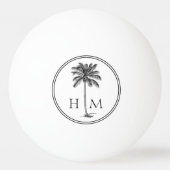 Coastal Black and White Palmetto Palm Monogram Tischtennisball (Rückseite)