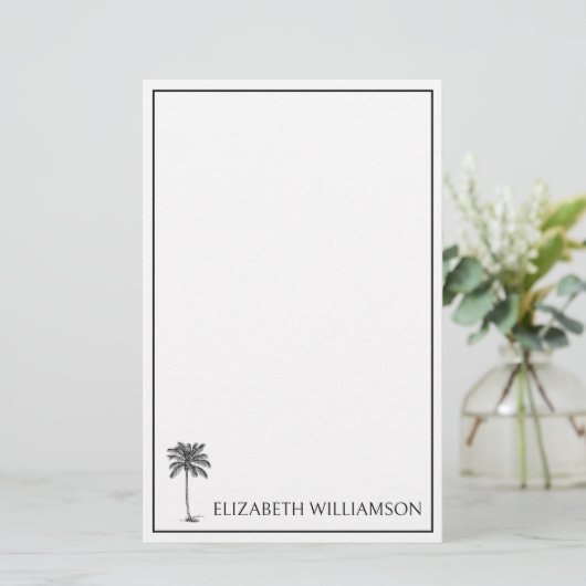 Coastal Black Palmetto Palm Tree Personalized Briefpapier (Stehend Vorderseite)