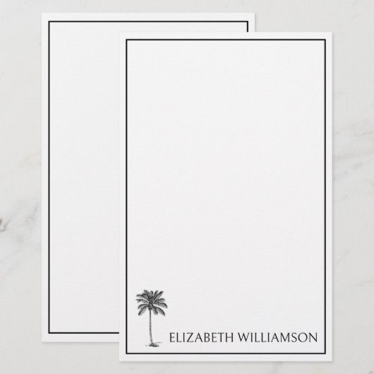 Coastal Black Palmetto Palm Tree Personalized Briefpapier (Vorne/Hinten)