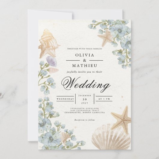Coastal Bloom Arch Wedding Einladung (Vorderseite)