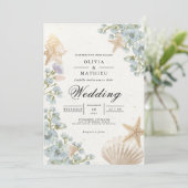 Coastal Bloom Arch Wedding Einladung (Stehend Vorderseite)