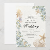 Coastal Bloom Arch Wedding Einladung (Vorne/Hinten)