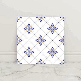 Coastal Blossom Minimal Blue Modern Mediterranean Fliese