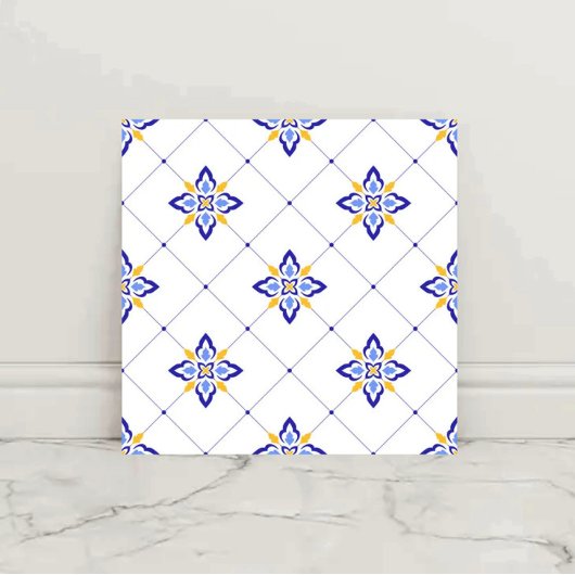 Coastal Blossom Minimal Blue Modern Mediterranean Fliese