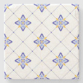 Coastal Blossom Minimal Blue Modern Mediterranean Steinuntersetzer (Vorderseite)