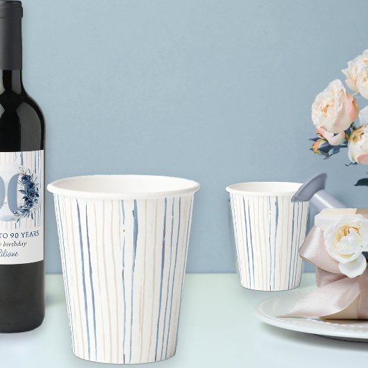 Coastal Blue and Sand Brushhub Strichen Pappbecher