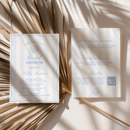 Coastal Blue And White Bridal Shower Einladung