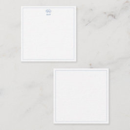 Coastal Blue and White Crab Monogram Begleitkarte