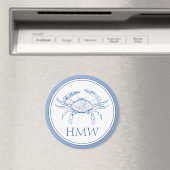 Coastal Blue and White Crab Monogram Magnet (In Situ (Geschirrspüler))