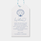 Coastal Blue Beach Monogram Wedding Willkommen Geschenkanhänger (Vorderseite)