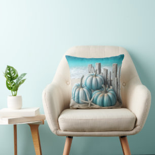 Coastal Blue Beach Pumpkins Kissen