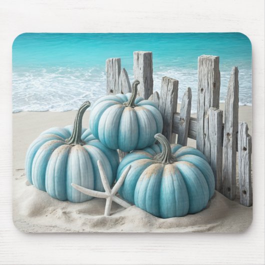 Coastal Blue Beach Pumpkins Mousepad (Vorne)