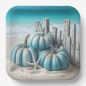 Coastal Blue Beach Pumpkins Pappteller (Vorderseite)