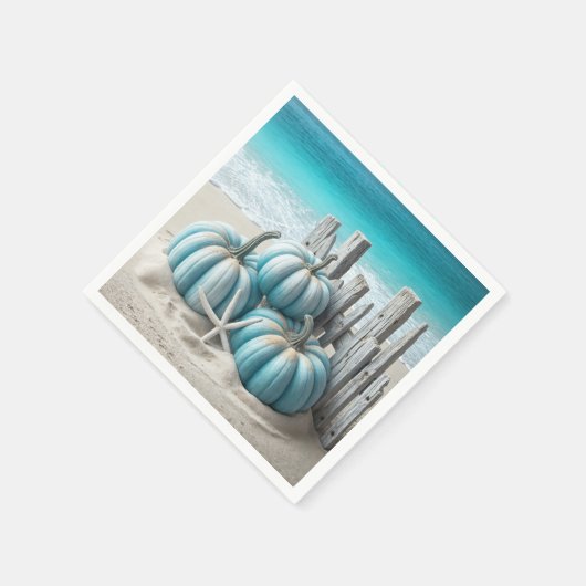 Coastal Blue Beach Pumpkins Serviette (Ecke)