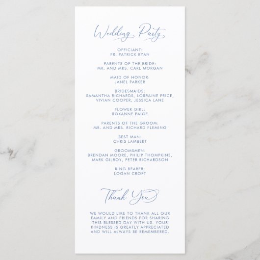 Coastal Blue Beach Shell Monogram Wedding Programm (Rückseite)