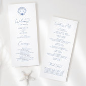 Coastal Blue Beach Shell Monogram Wedding Programm