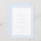 Coastal Blue Classic Stripes Minimalist Wedding Einladung (Vorne/Hinten)