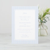Coastal Blue Classic Stripes Minimalist Wedding Einladung (Stehend Vorderseite)