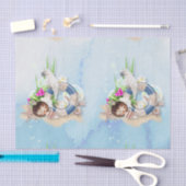 Coastal Blue Cockatoo Floral Seidenpapier (Handwerk)