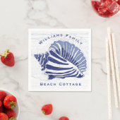 Coastal Blue Conch Seashell Familienname Serviette (Beispiel)
