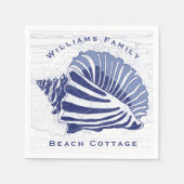 Coastal Blue Conch Seashell Familienname Serviette (Vorderseite)