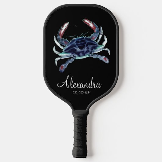 Coastal Blue Crab Monogram Name Pickleball Paddel Pickleball Schläger (Rückseite)