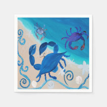 Coastal Blue Crab Papier Servietten aus meiner Kun