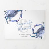Coastal Blue Crab Trifold Wedding Einladung (Cover)