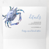 Coastal Blue Crab Trifold Wedding Einladung (Innen Erste Seite)