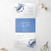 Coastal Blue Crab Trifold Wedding Einladung (Innenseite)