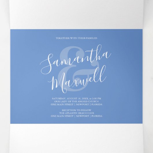 Coastal Blue Crab Trifold Wedding Einladung (Innenseite Mitte)