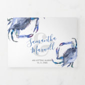 Coastal Blue Crab Trifold Wedding Einladung (Cover)