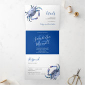 Coastal Blue Crab Trifold Wedding Einladung (Innenseite)