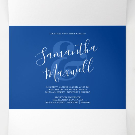 Coastal Blue Crab Trifold Wedding Einladung (Innenseite Mitte)