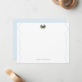 Coastal Blue Crab Wavy Border Personalized Mitteilungskarte (Vorderseite/Rückseite Beispiel)