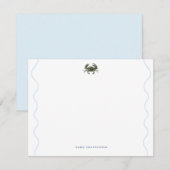 Coastal Blue Crab Wavy Border Personalized Mitteilungskarte (Vorne/Hinten)