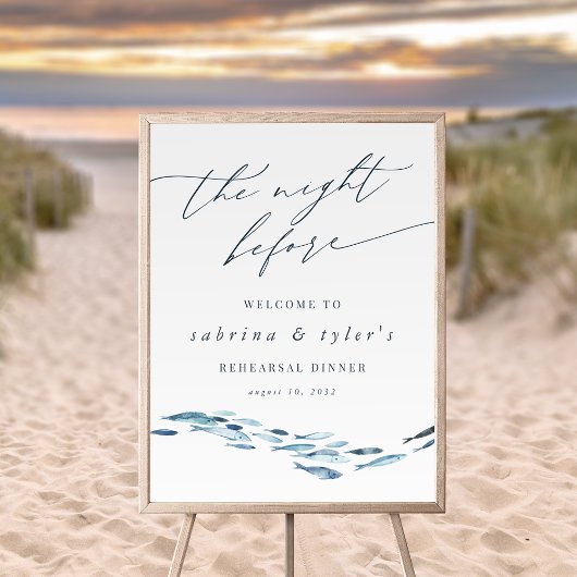 Coastal Blue Fish Probe Abendessen Willkommenszeic Poster